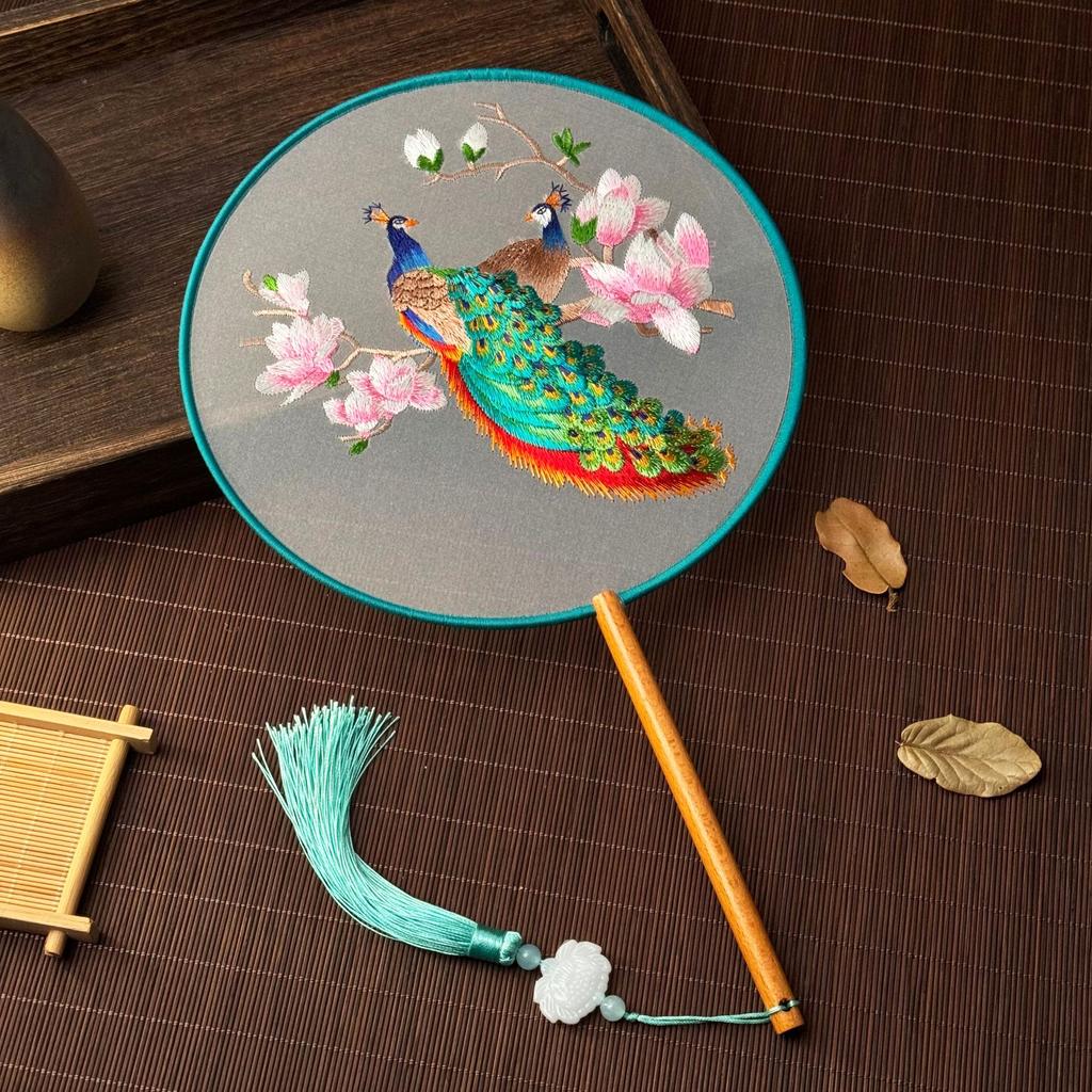 Fächer im antiken Stil, doppelseitig, chinesischer Stil, Suzhou-Stickerei, Qipao-Accessoires, Palastfächer, Kinder-Hanfu-Tanzfächer