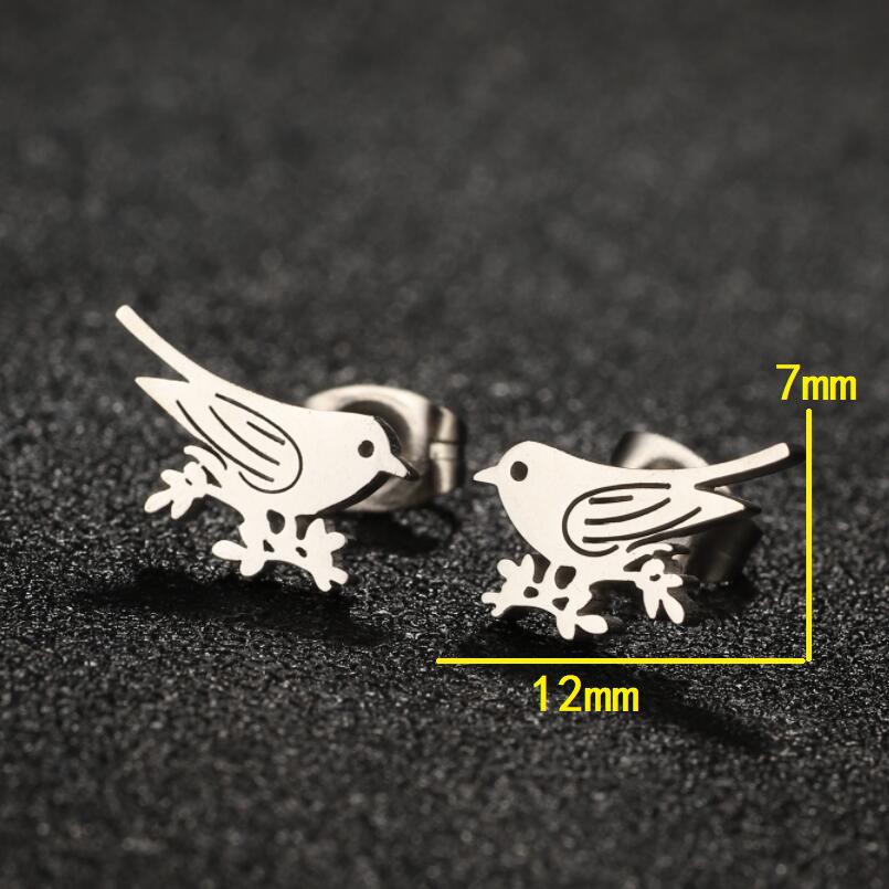 Mini Stainless Steel Cartoon Animal Earrings - Kitten, Deer, Snake, Bee Designs