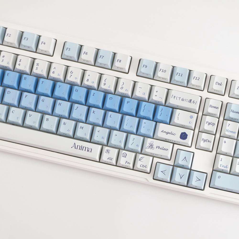 Blue Love Side Engraving Translucent Different World Emotional Theme Keycaps Cherry Pbt Sublimation 128Keys Keycaps
