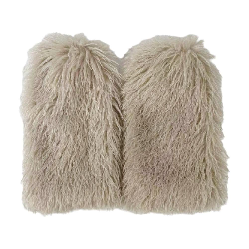 Fellimitat Lockiges Flauschiges Beinwärmer 40cm Knielang Mädchen Socken Warmer Knieschutz Spicy Girls
