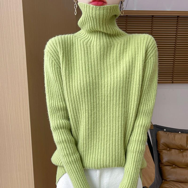 Women's Cashmere Loose High Neck Sweater - Pure Wool Base Layer Pullover for Autumn/Winter
