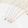 Trendy 14K Gold-Plated Stainless Steel Geometric Link Necklace Four-Claw Zircon Pendant Ladies Gift Allergy Prevention