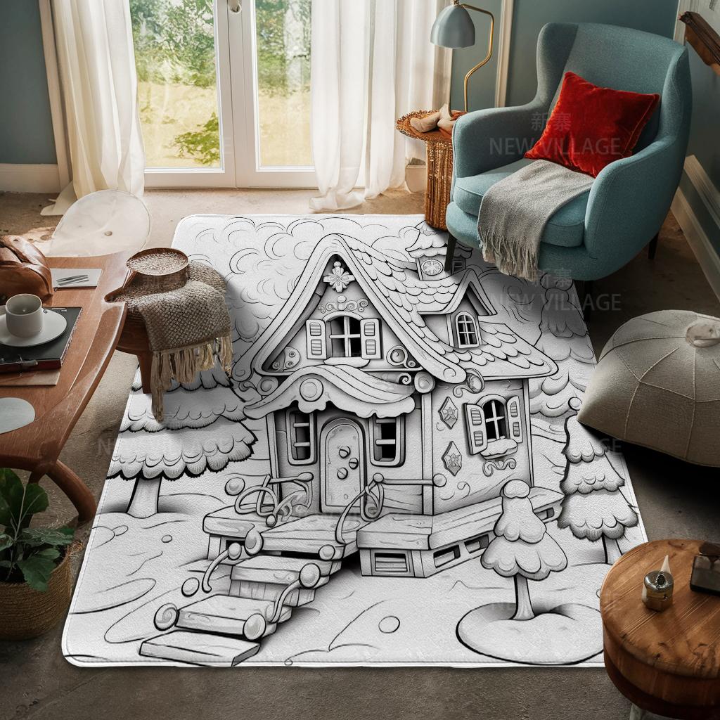 House Entrance Carpet Home Door Mat Living Room Bath Foot Bathroom Non-slip Water Absorption Rugs Bath Merry Christmas Winter