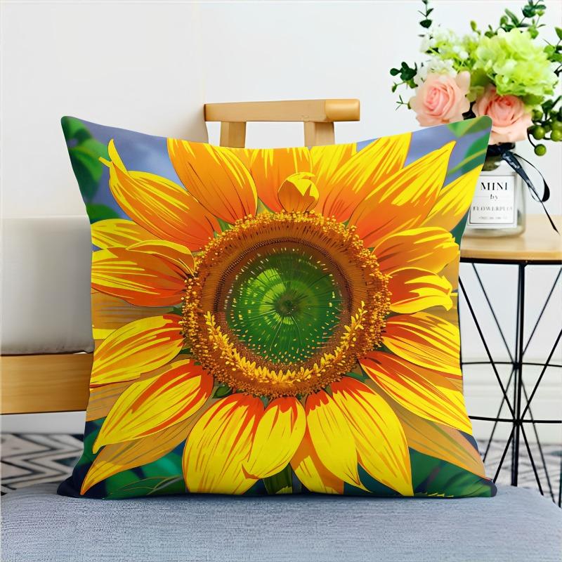 

Маленька свіжа наволочка з соняшником, прикраса для гуртожитку, офісу, вітальні, дому 60x60cm