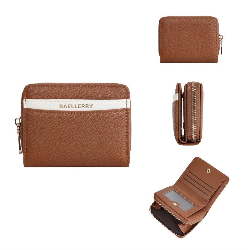 

Baellerry Women Fashion Short Zipper Wallets Warm Color Artificial Leather Coin Purses Casual Card Holder Purse GZW 11.5*9*4cm коричневый