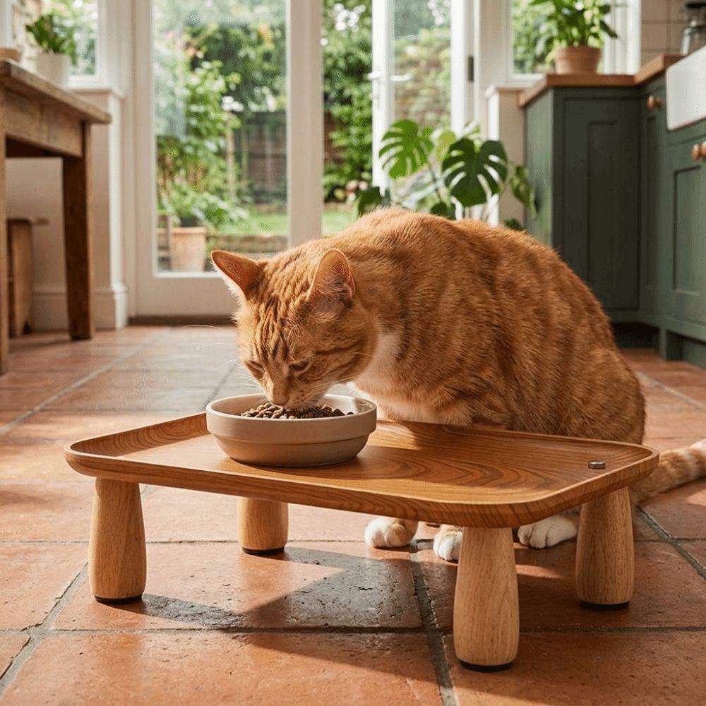 Spill Tray Elevated Pet Feeder Removable Tray Cat Bowl Stand Raised Cat Food Table Pet Feeding