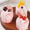 Pink Fruit Cream Simulation Mini Cake Slow Rising Squishy Toy Dessert Stress Relief Squeeze Fidget Toy