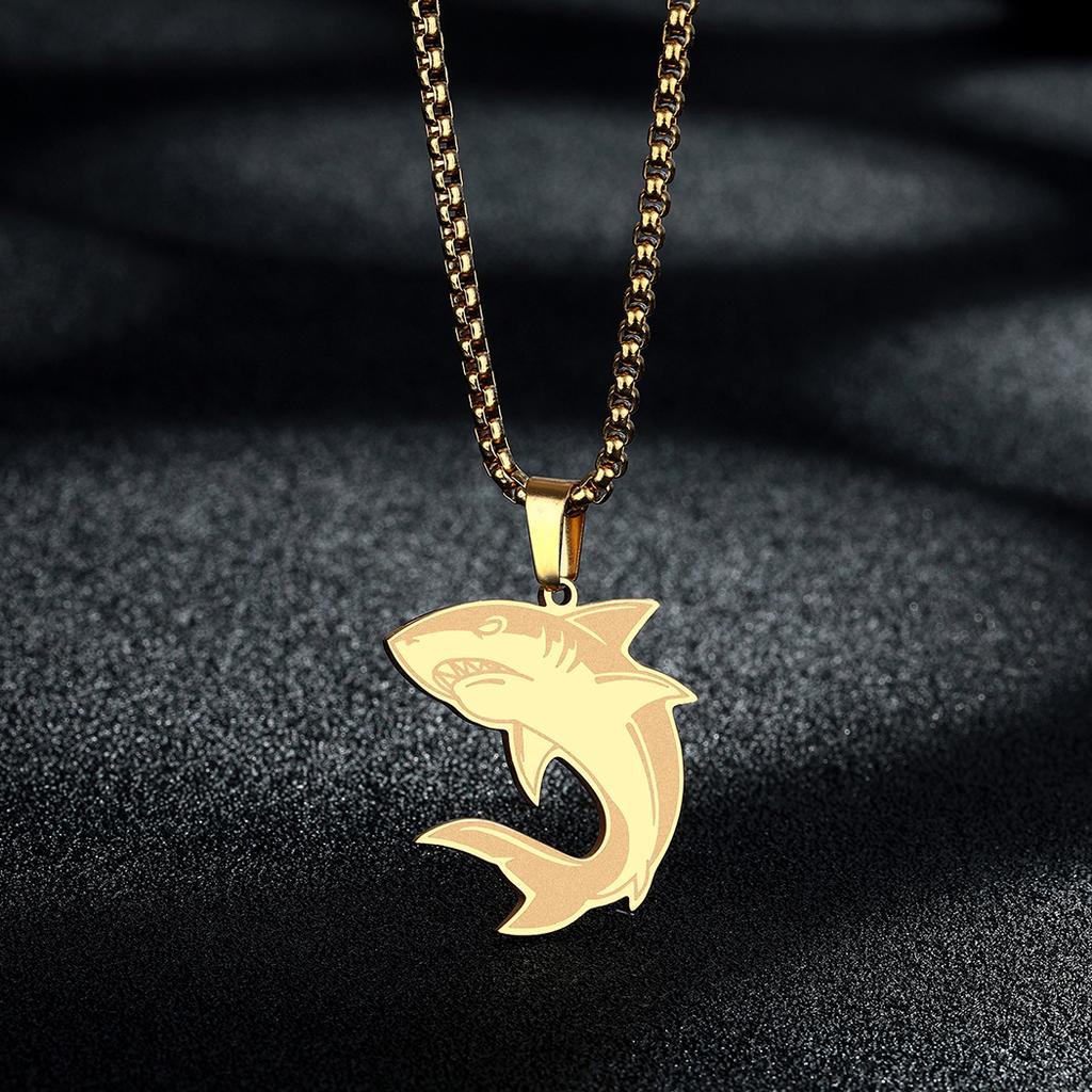 Fashion Shark Necklace Pendant Stainless Jewelry Punk Clavicle Chain Shark charm Pendant Necklaces for Women Party