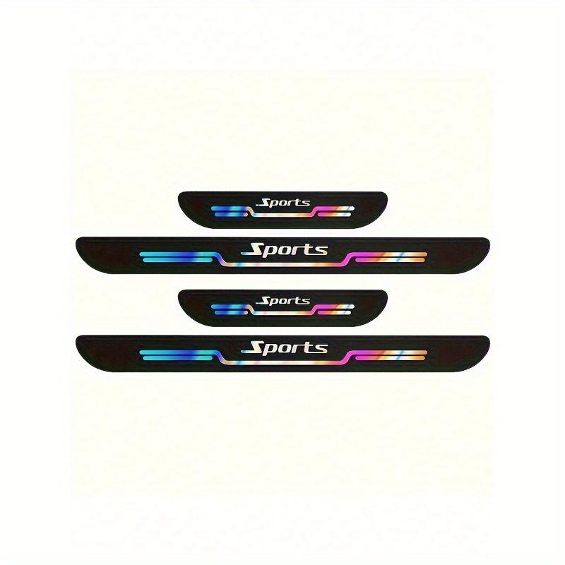 4pcs Sports Car Door Sill Protector, Reflective Car Door Sill Anti-Scratch Sticker, Door Sill Protector Strip, Car Decorative Sticker