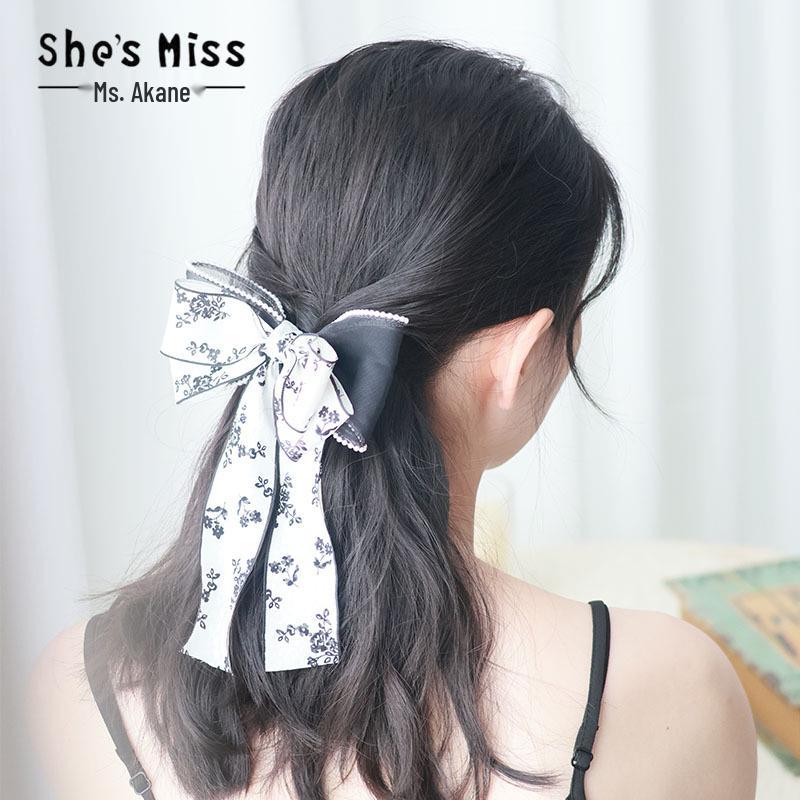 

Black and White Ink Painting Bow Hair Clip