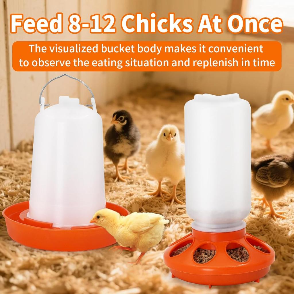 Chicken Feeder and Waterer Combo Kit Adjustable Leg Base Poultry Water Feeding Bucket Dispenser For Chick Duck Bidrs Farm Supply