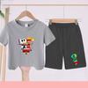 Children's Set - Disney Print Summer Boys' and Girls' Sports T-Shirts, Casual Short-Sleeved Shorts Set, 2-piece, for Ages 2-13