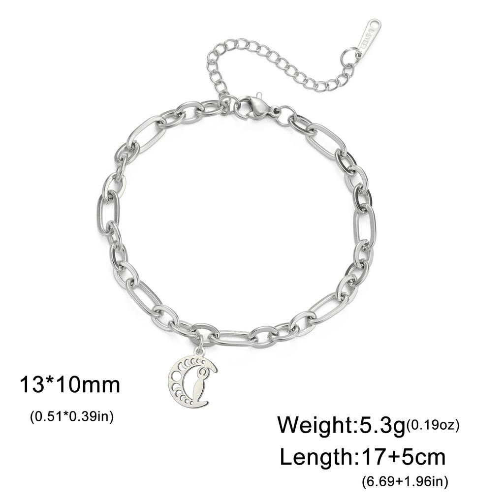 LIKGREAT Classic Crescent Triple Moon Goddess Bracelets Stainless Steel Wicca Hecate Fertility Amulet Jewelry Lucky Women Gifts