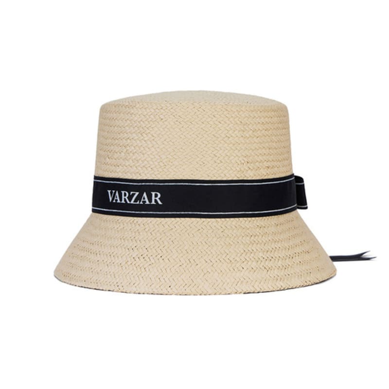 VARZAR Ribbon Paper Bucket Hat Beige