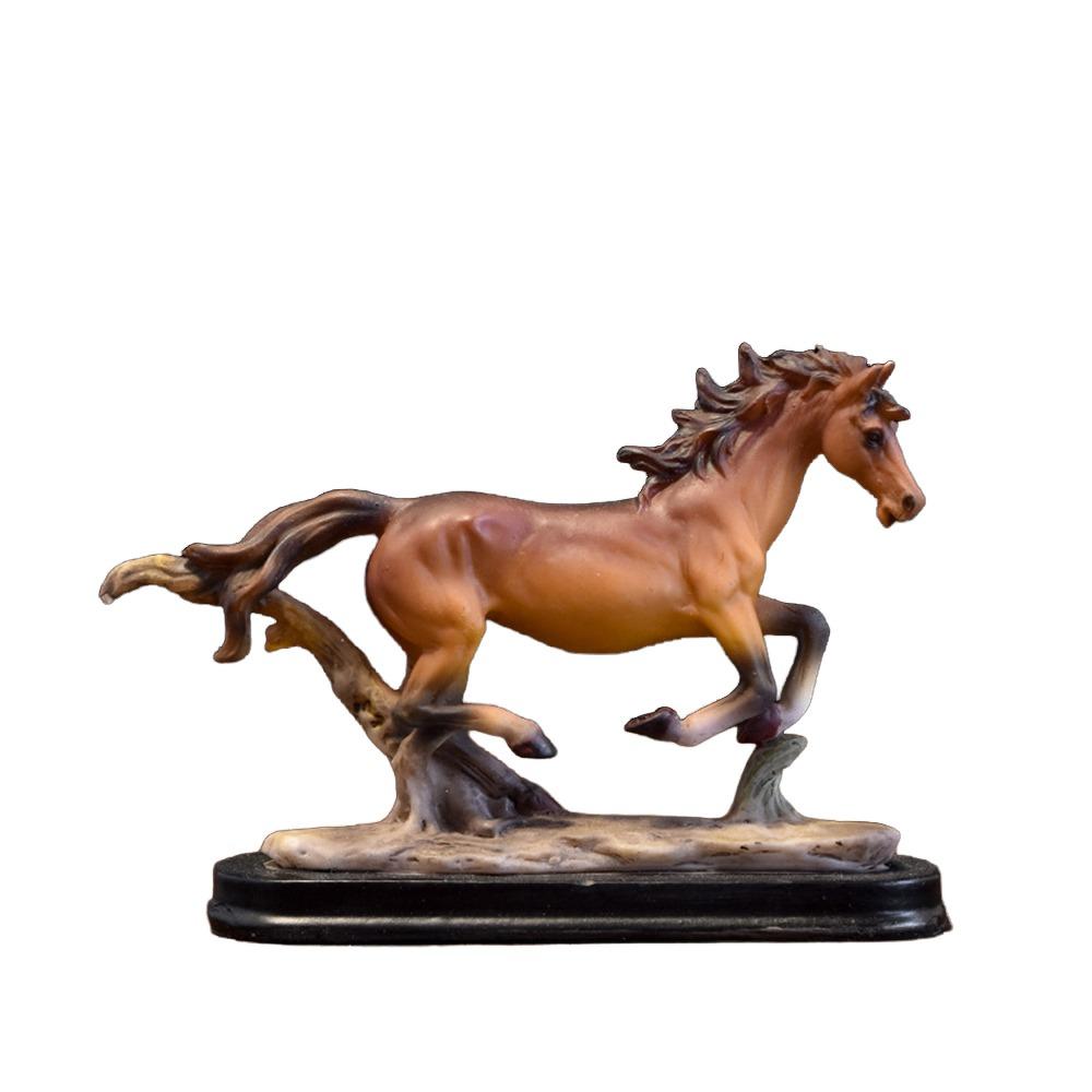 Portable Resin Feng Shui Lucky Horse Statue Attract Wealth Good Luck Office Ornaments Small Horse Sculpture Living Room