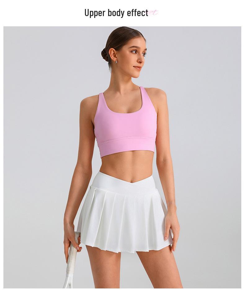 Solid Color High Waist Tummy Control Yoga Skirt - Women's Two-Piece Anti-Exposure Tennis Fitness Shorts