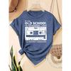 Music Tape Print Pattern Casual Sports Retro Loose Round-neck Short-sleeve Top T Shirt