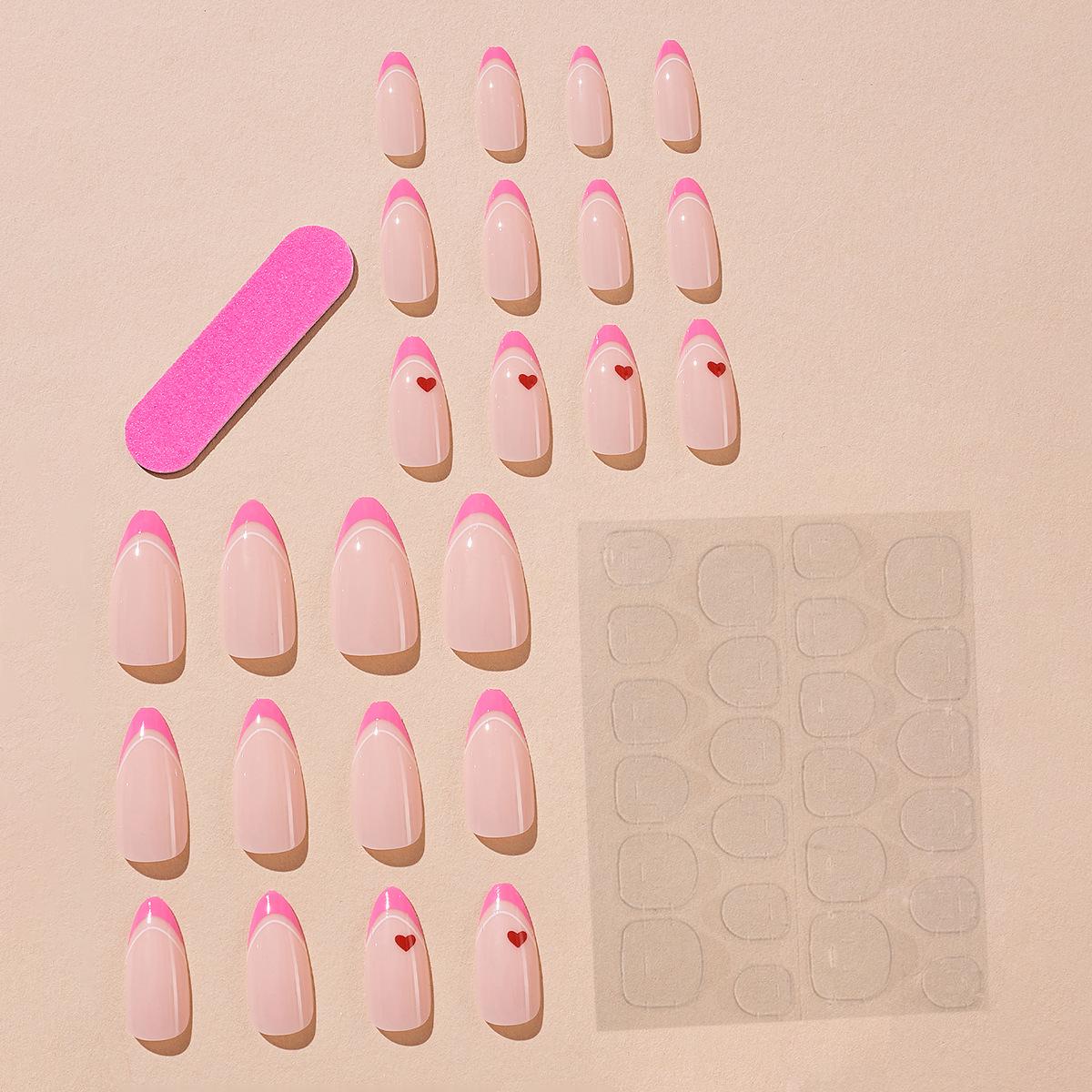 

Розовые ногти Барби с французской белой линией, накладные, балетной формы