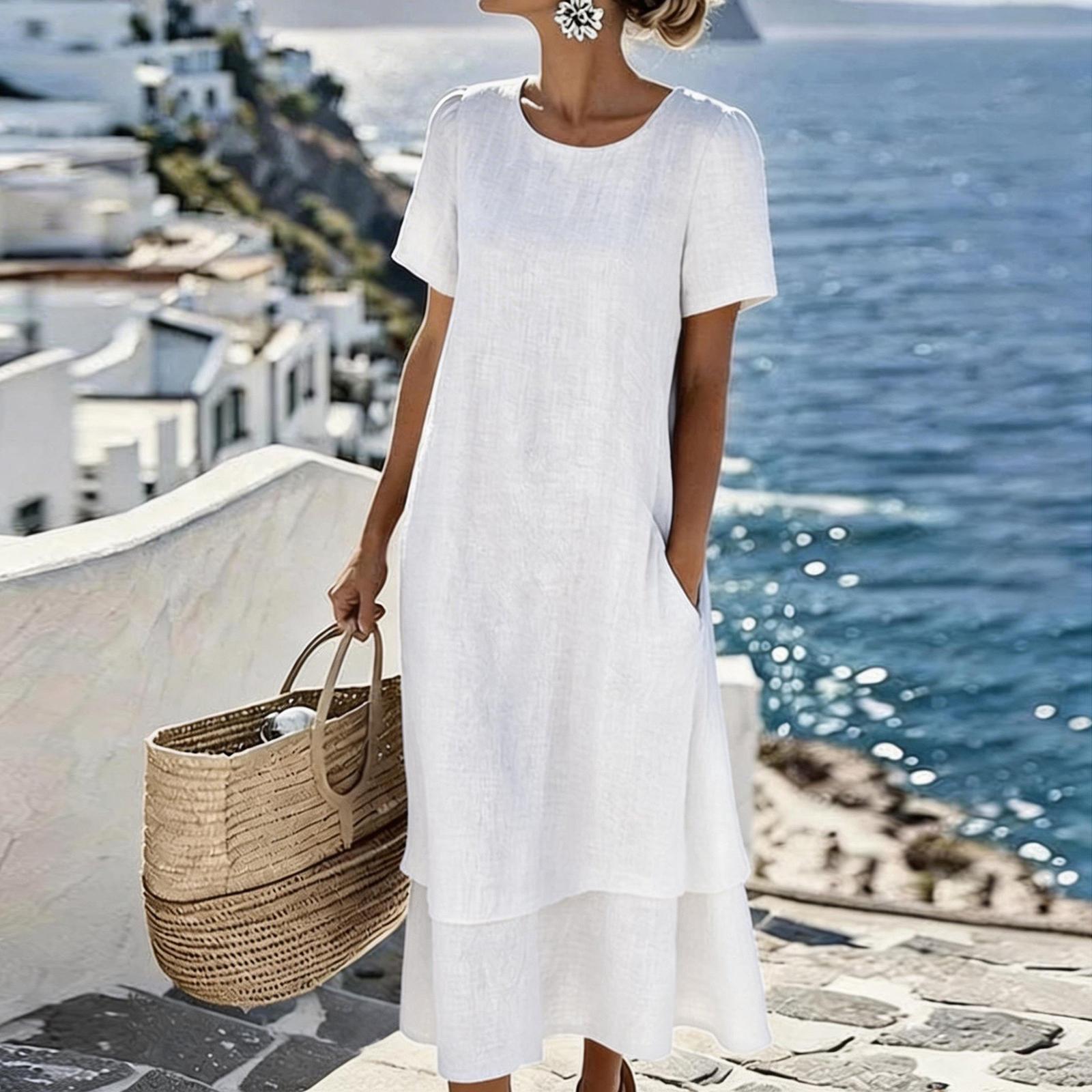 

Женское модное цветное платье с коротким рукавом XXL белый