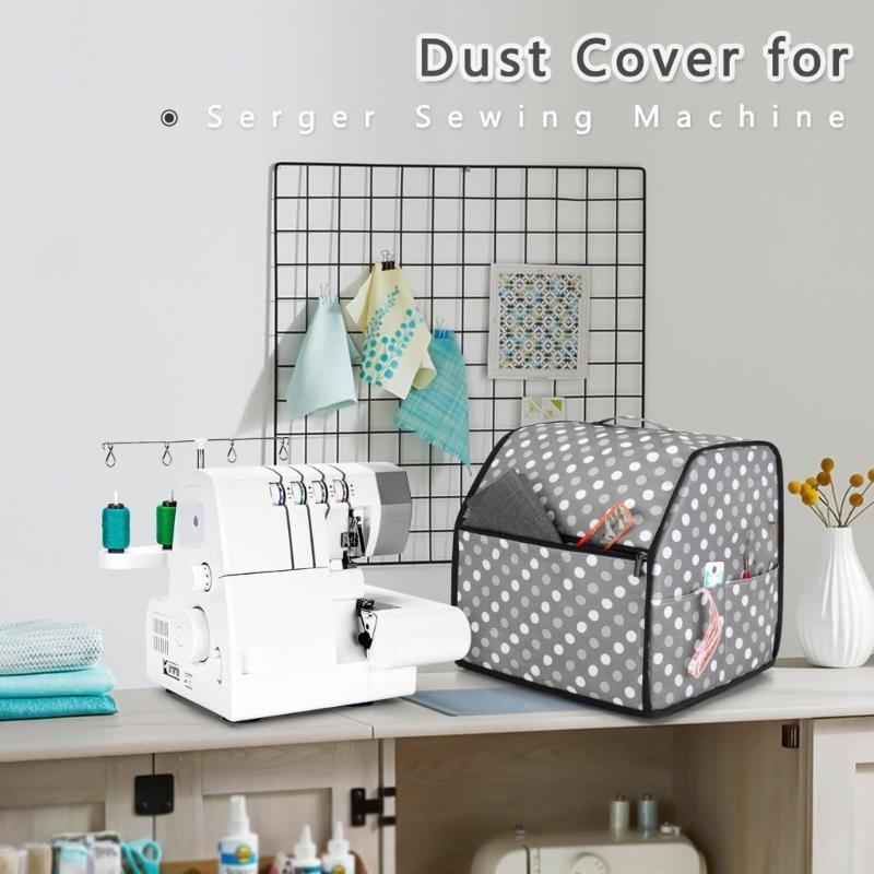 Durable Serger Dust Cover With 4 Side Pouches And Front Slide Pocket