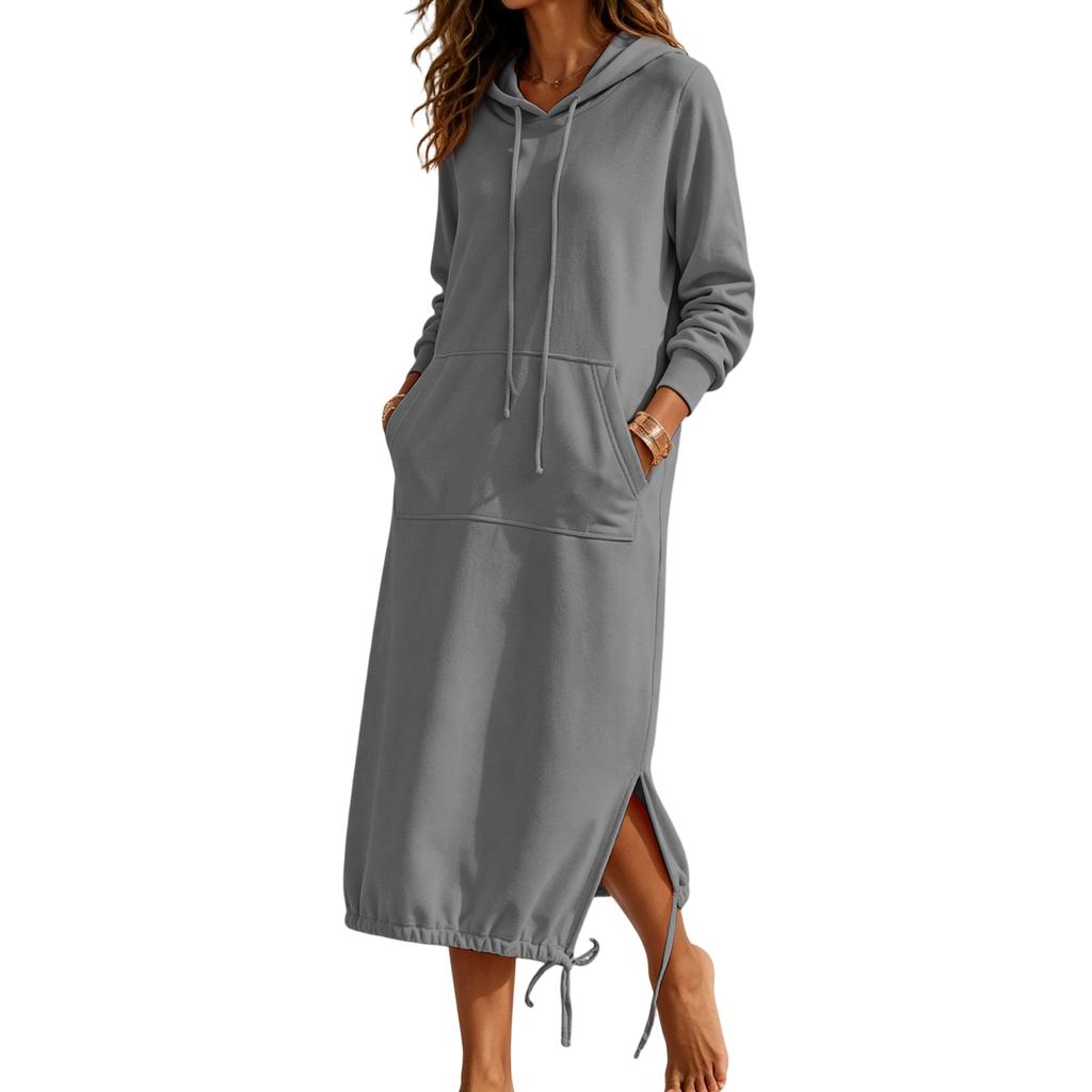Felpa Lunga da Donna con Tasche e Pullover Casual