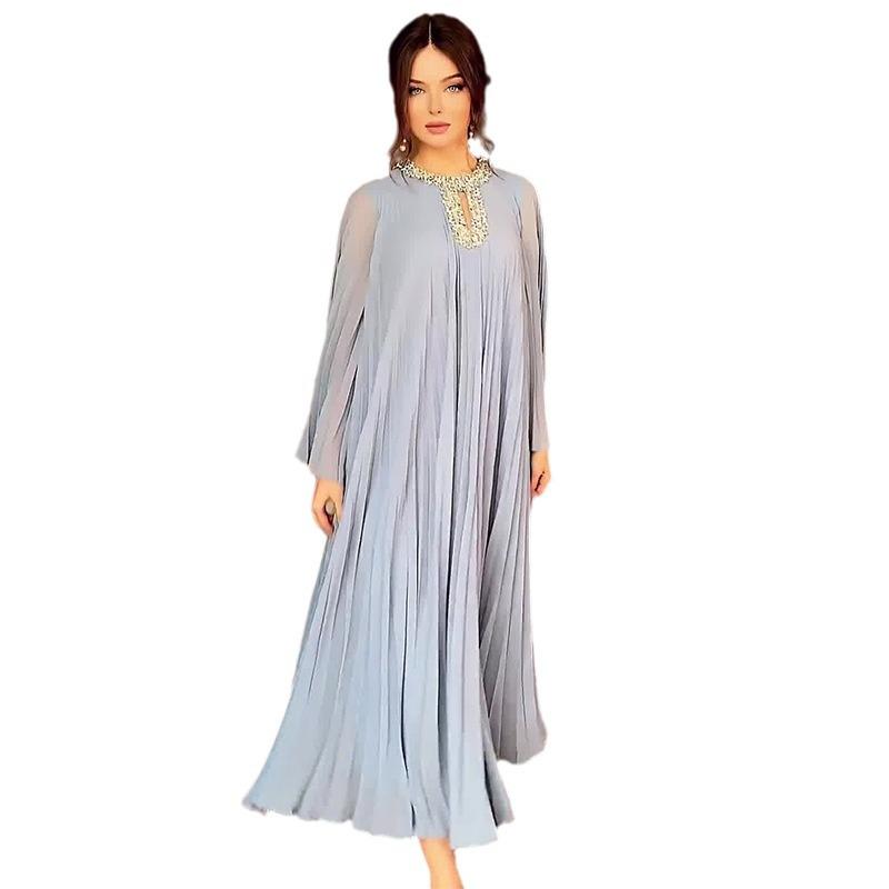 Rochie de vară de lux pentru femei, culoare solidă, stil monden, cu gât rotund