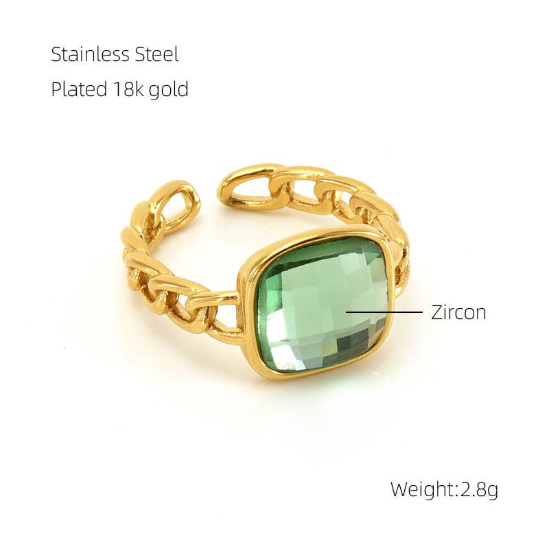European-American 18k Gold Zircon Retro Open Ring for Women