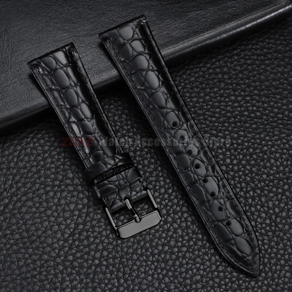 Crocodile Pattern Design Leather Watch Strap 18mm 19mm 20mm 21mm 22mm Soft Watchbands Business Wristwatch Band with Pin Buckle