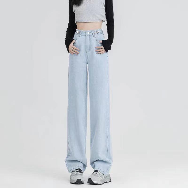 Women's 2023 Winter High-Waist Wide-Leg Jeans: Warm, Thick, Straight-Leg, Slimming Velvet Trousers.