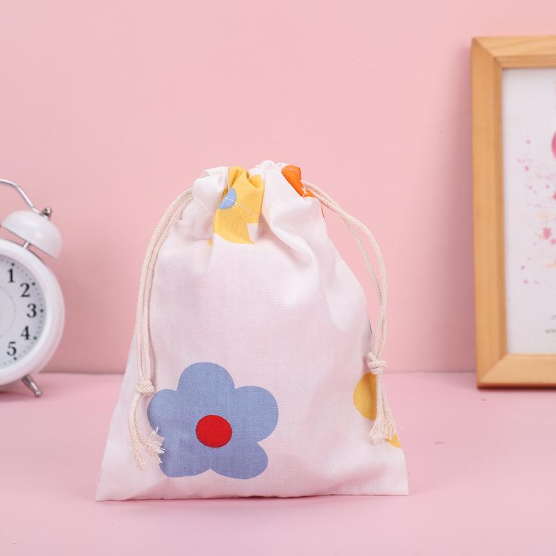 Portable Organizer for Underwear Socks Bra Cotton Makeup Bag Travel Drawstring Bags Ins Flower Print Clothes Organizer
