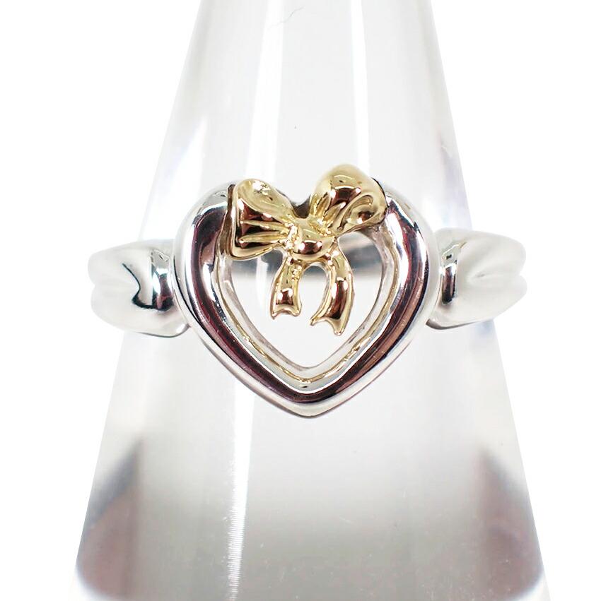 

[Б/у] Кольцо TIFFANY/Tiffany 925/750 Heart Ribbon Combination Ring No. 10 [г350-82]