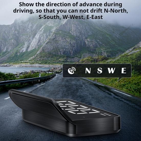 Car HUD Display OBD2 HUD Display GPS Speedometer Auto On/Off Easy Installation Water Temperature Gauge Motor Speed Safety Alarm Head-Up Display