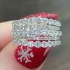 Zircon Multi-Layer Ring For Women, Round Geometric Sparkling Ring, Light Luxury And Elegant Jewelry.