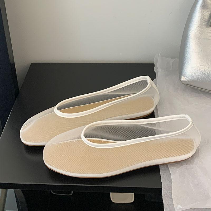 Fashion Fashion Shallow Women Ballet Flats Dance Shoes Luxury Female Slides Footwear Mesh Breathable Ladies Flats Slip On Shoes