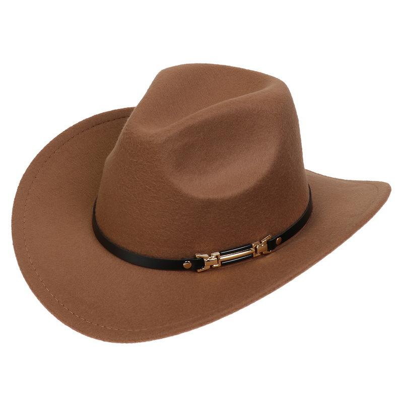 Western Cowboy Top Hat Spring And Autumn New Jazz Hat Big Brim Pentagram Belt Accessories Felt Hat Men And Women