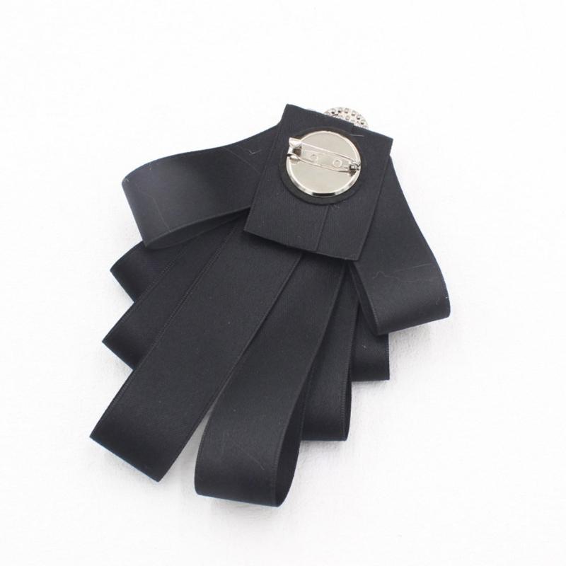 Męska Damska Broszka Pin z Jedwabną Wstążką Muszka Ślubna Kryształowe Cyrkonie Klips Węzeł Koszula Żabot Kołnierz Gotowa Muszka