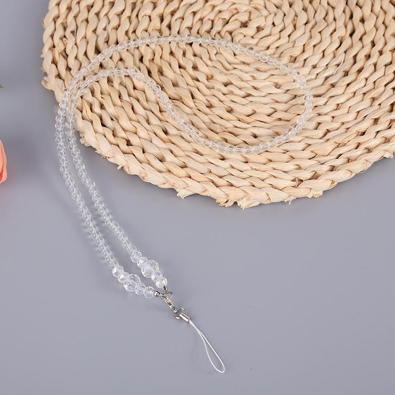 Handmade Crystal Bead Nylon Phone Neck Lanyard - Transparent, Long, Couples' Design