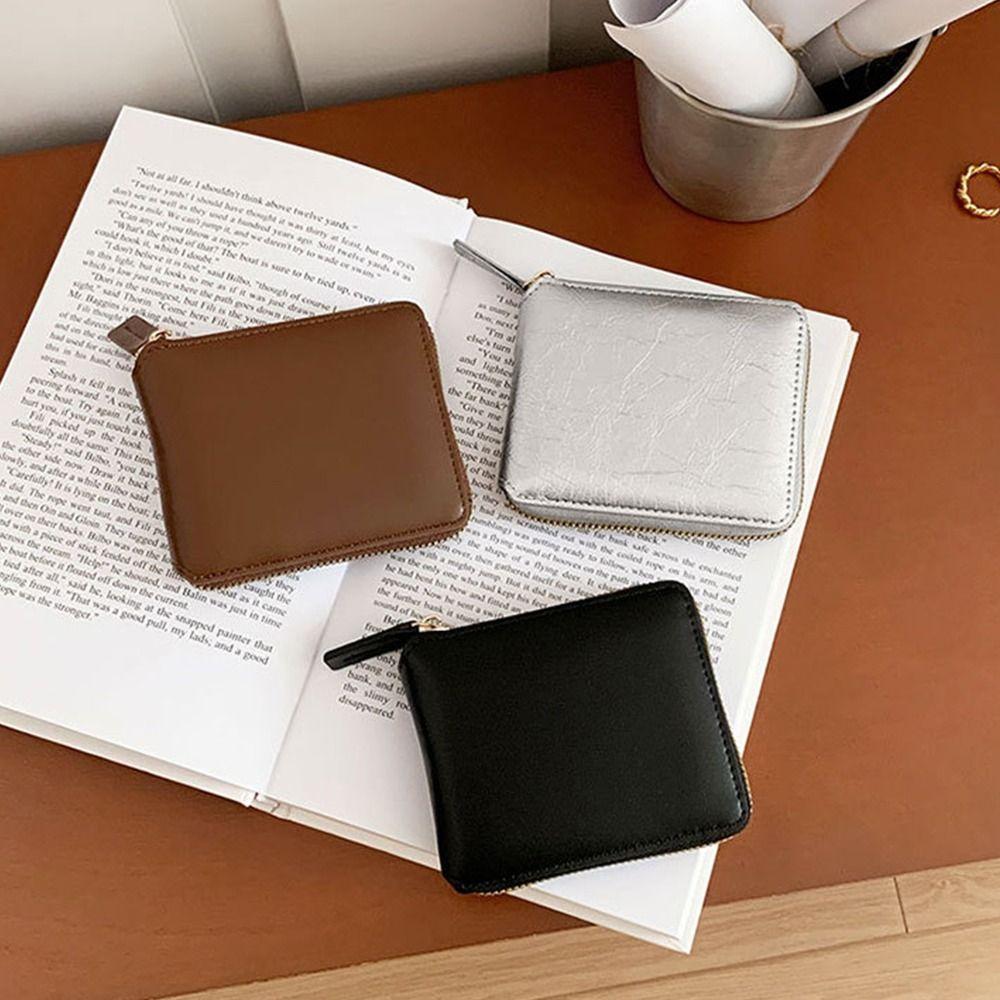 Wallets PU Zipper Wallet Korean Style Card Holder Casual Solid Color Coin Purse  Student