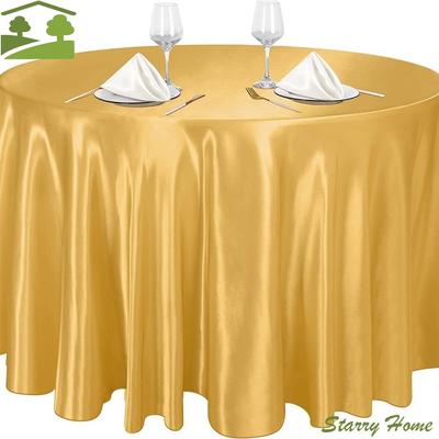 High-end Smooth Round Satin Tablecloth Bright Imitation Silk Table Cover Solid Color Table Decoration Christmas