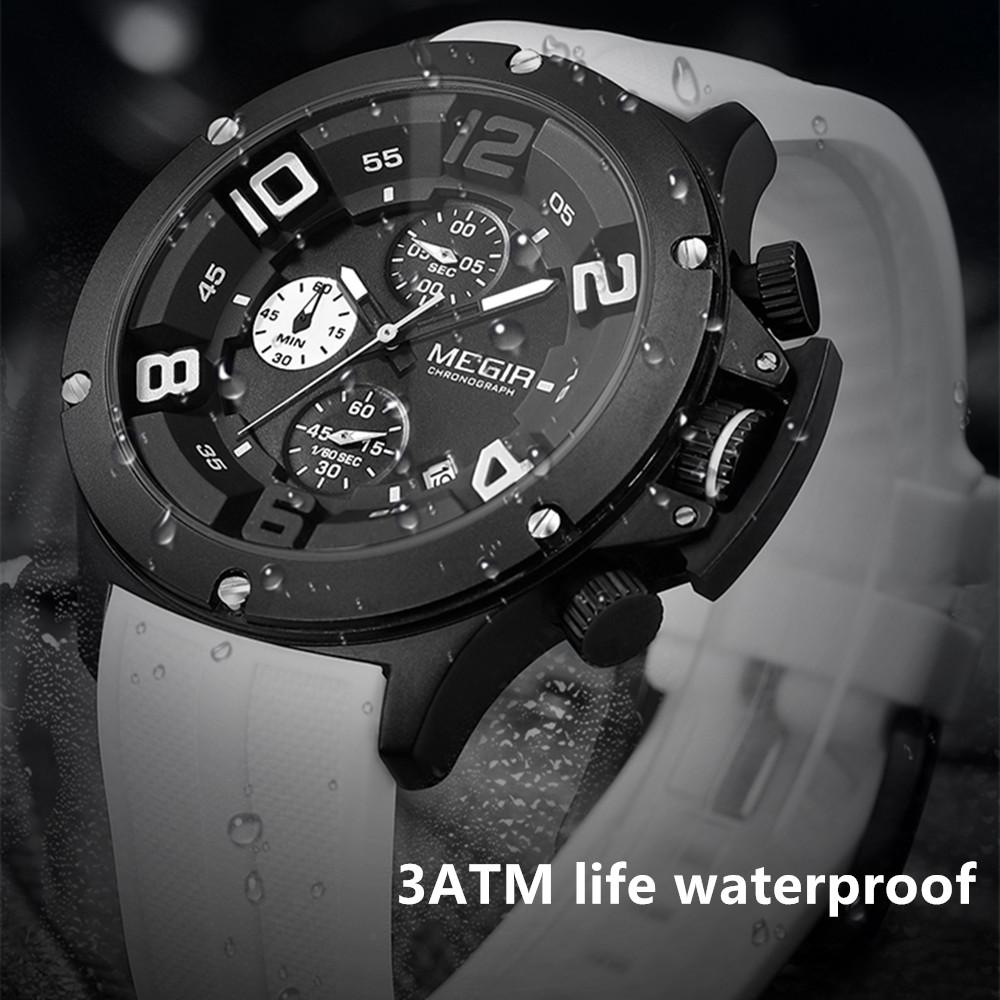 MEGIR Fashion Sport Quartz Watches for Men Big Dial Watch Chronograph Waterproof Luminous Man Wristwatches Date Clock 8115
