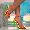 New Orange Narrow Band Ankle Buckle Strap High Heels Sandals Women's Party Female Dance Shoes Sandals Zapatos Mujer