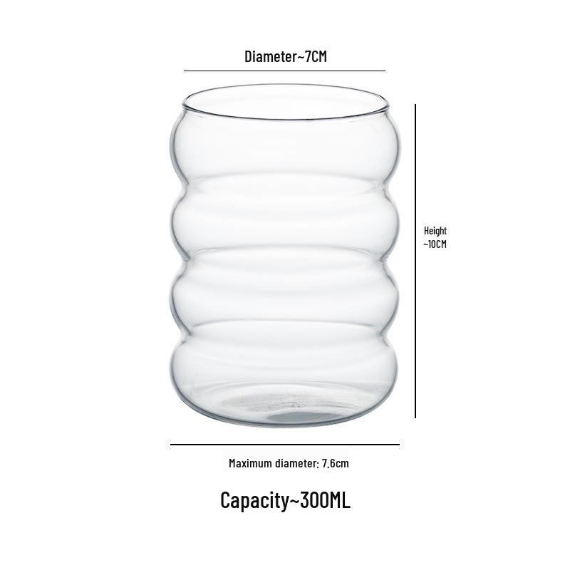 High-Temp Resistant Borosilicate Glass Cup - Creative Caterpillar Ring Design for Water, Milk, Coffee 300ml