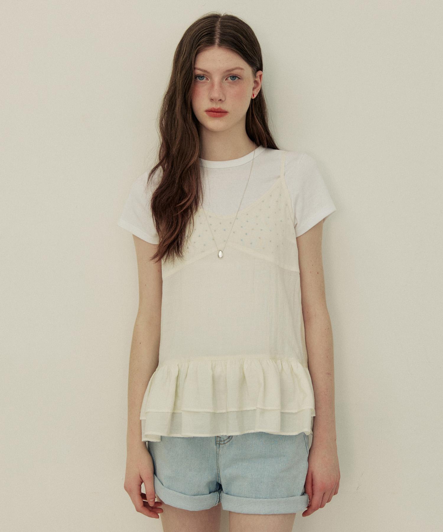 Adowl Mini Dot Frill Bustier - Ivory Ivory/Free