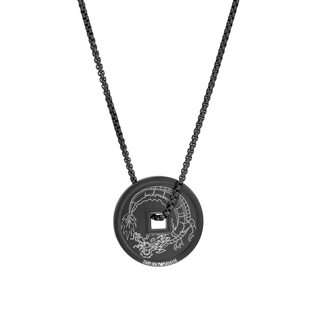 Emporio Armani Black Stainless Steel Pendant EGS3045001 Men's Necklace,
