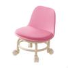 Low Rolling Stool with Wheels Round Cushion Rotatable Universal Roller Seat for