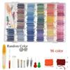 100/96 Colors High Tenacity Embroidery Thread Set Cross Stitch Sewing Thread with Floss Bins&Scissors Thimble Cross Stitch Tool