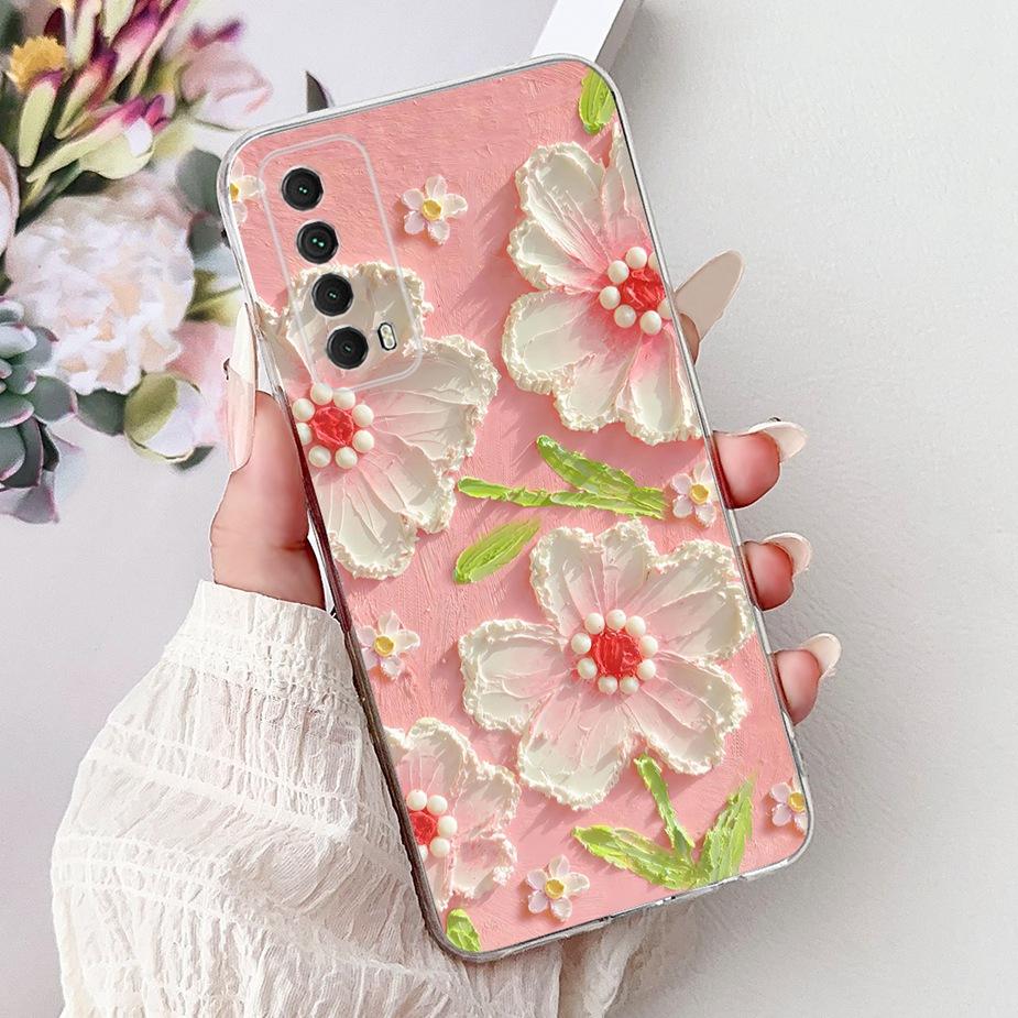 For Huawei Y7a Case PSmart 2021 Cute Cat Fashion Painted Cover Soft Slim Phone Case For Huawei P Smart 2021 Y 7a HuaweiY7a Shell