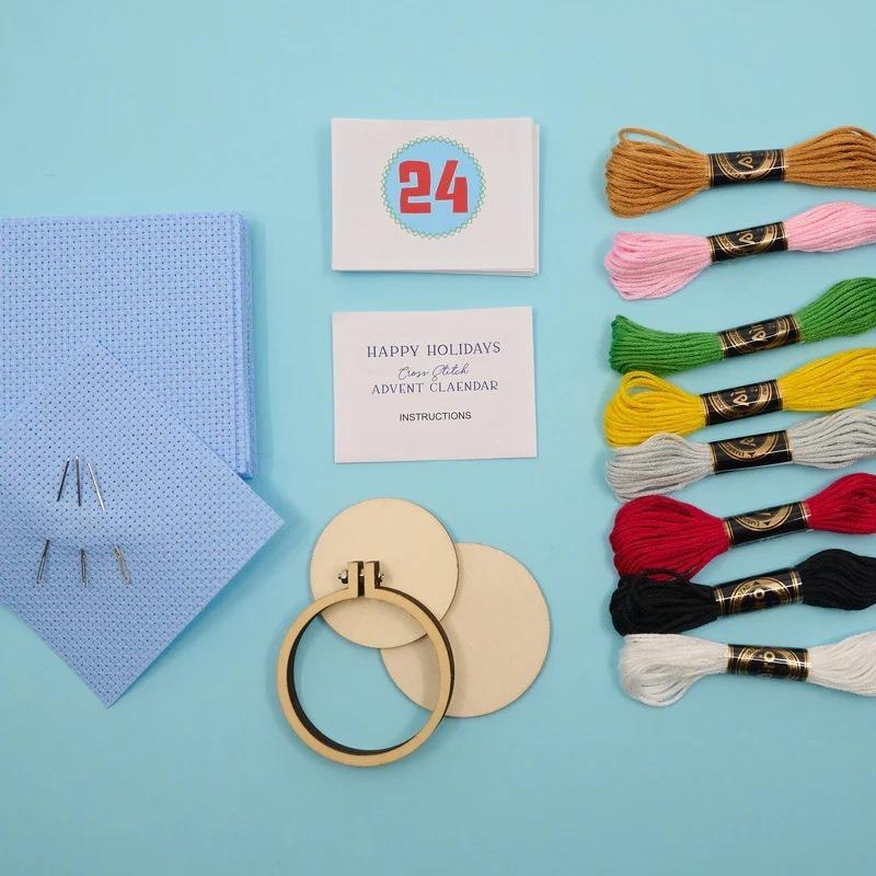 Christmas Cross Stitch Advent Calendar Christmas Cross Stitch Gift Box 24 Day Countdown Advent Calendar Embroidery Kit