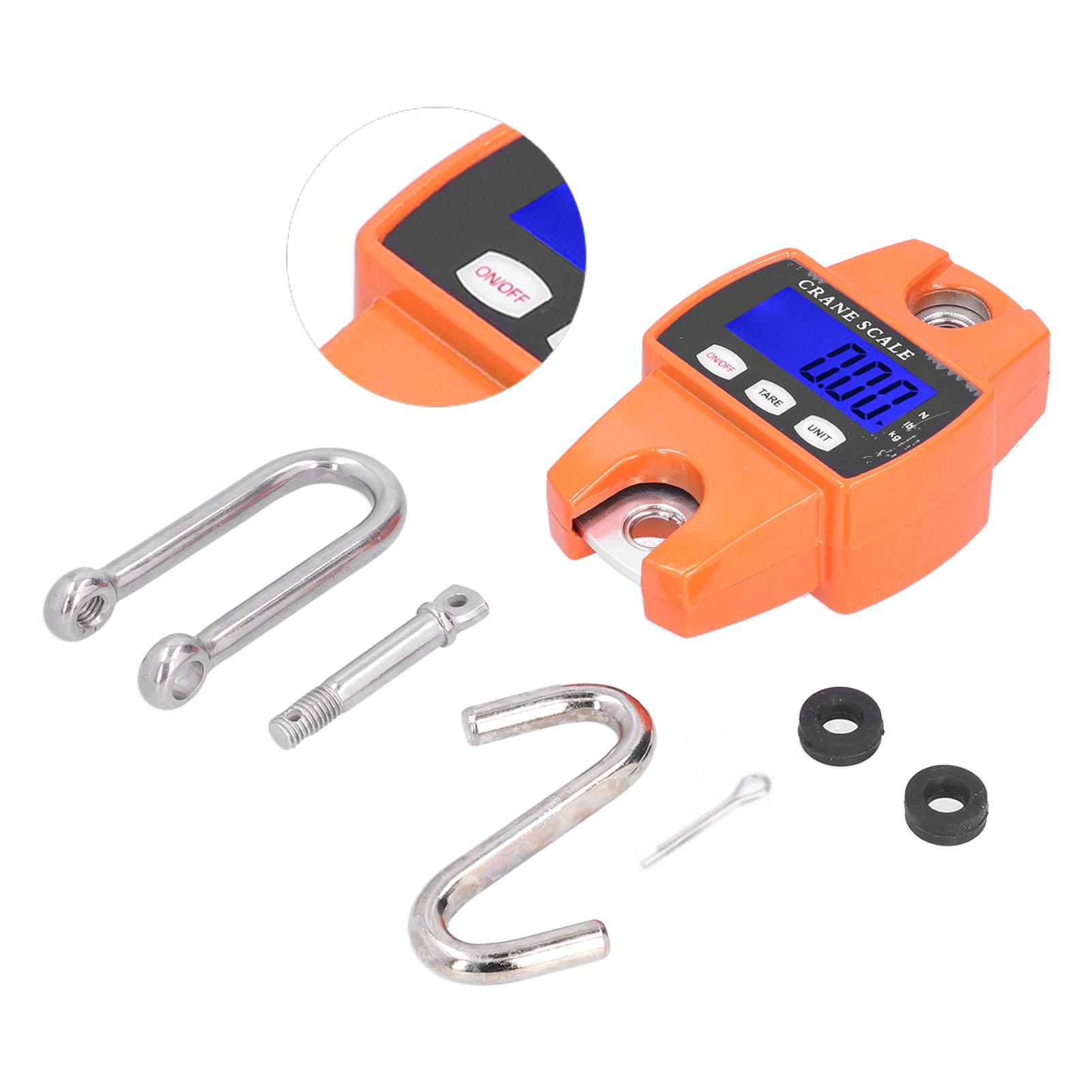 300Kg/ 660lb Industrial Crane Scale Mini Crane Digital Hanging Scale with Hooks for Farm Hunting Fishing Color: Orange