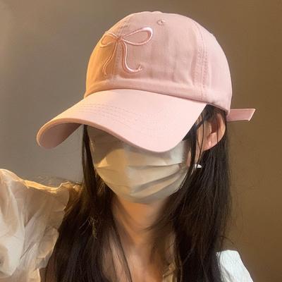 Bow Baseball Cap Women's New Summer Face Small Sunshade Sun Protection Soft Top Cap Tide